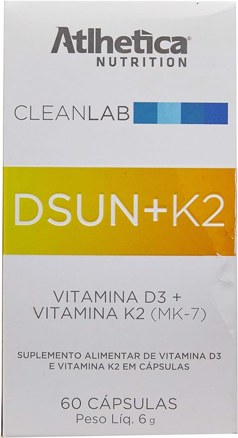 Suplemento de vitamina D e vitamina K2 da Atlhetica Nutrition. Fonte da imagem: site oficial da marca.