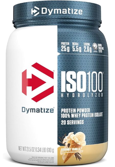Iso 100 Hydrolyzed, whey protein isolado e hidrolisado da Dymatize. Imagem: Amazon