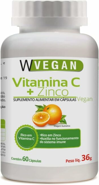 Suplemento de vitamina C e zinco. Fonte da imagem: Amazon